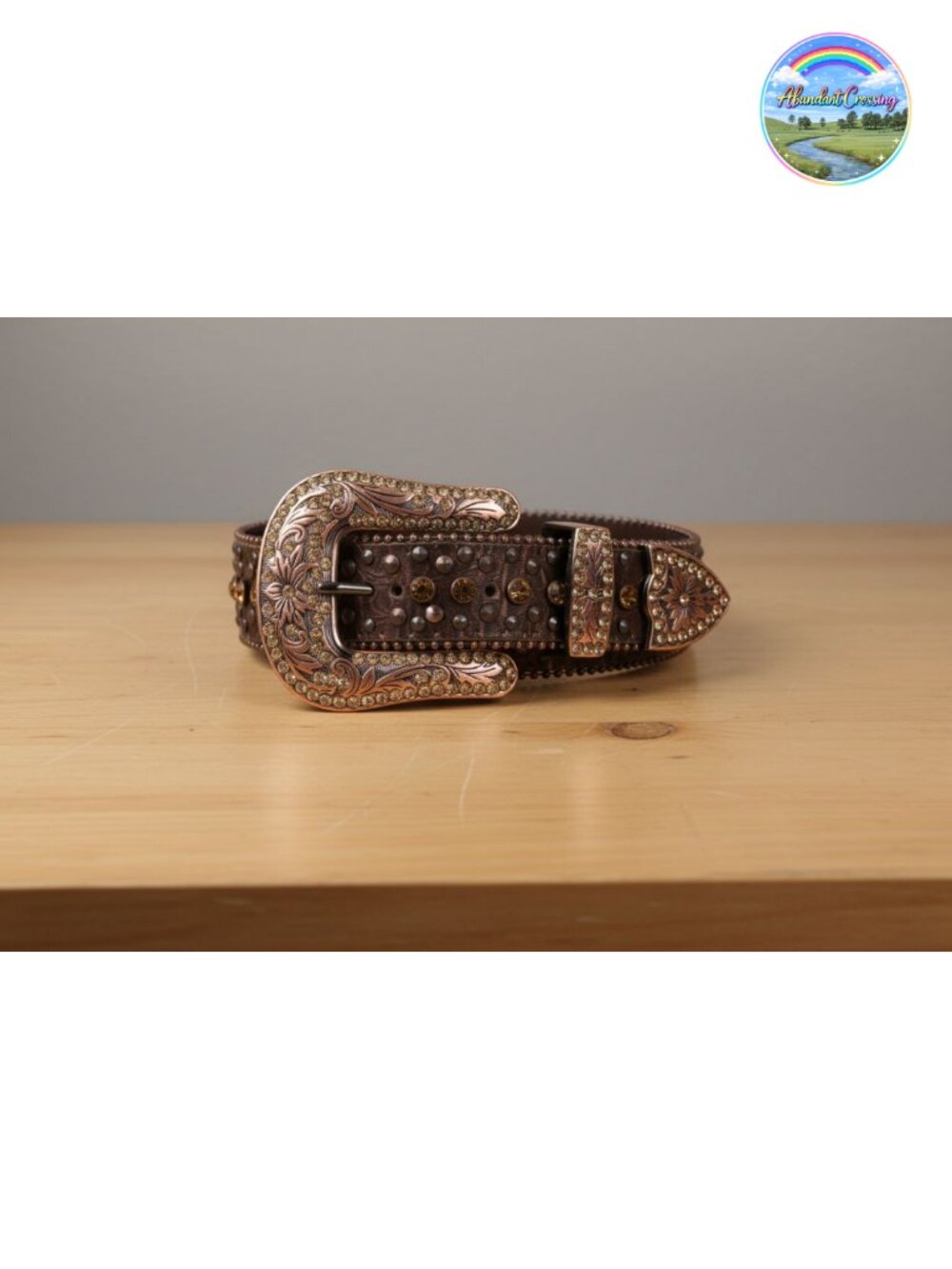Western Cowgirl Faux Alligator Rhinestone Studded Leather Belt